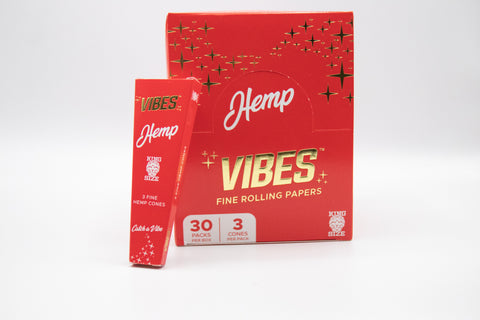 Vibes Hemp King Size Fine Rolling Paper  Box - 30 Packs
