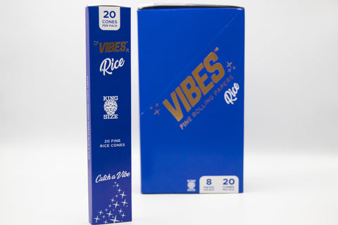 Vibes King Size Rice Fine Rolling Paper  Pack - 20 Cones